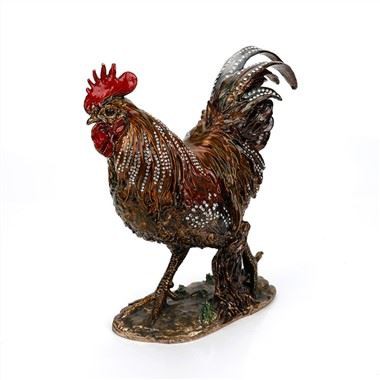 Wholesale Poul Metal Figurine Metal Kòk Estati Jou Konje Kado Dekorasyon Kay